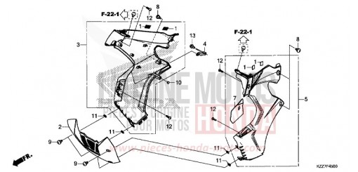 CARENAGE MILIEU CRF250RLAK de 2019